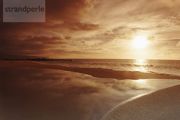 Strand  Sonnenuntergang  Himmel  Ozean  Spiegelung  Hawaii  North Shore  Oahu