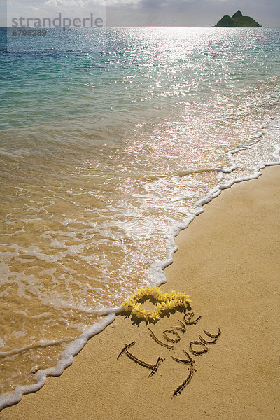 schreiben  Liebe  Strand  gelb  Sand  Hawaii  lei  Oahu