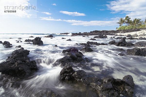 Hawaii  Big Island  Felsbrocken  Wasser  Bewegungsunschärfe  eingießen  einschenken  Lava  Hawaii