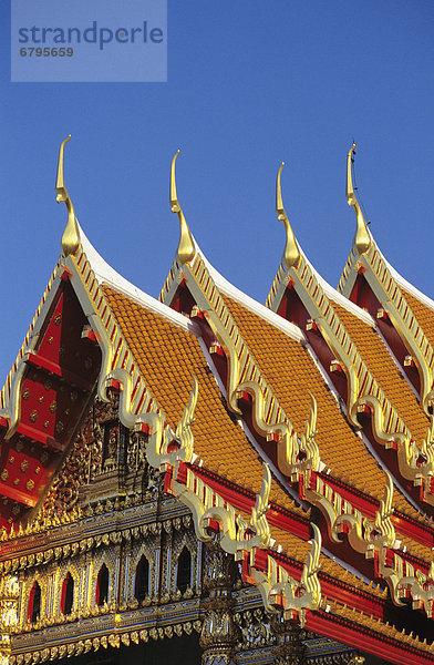 Bangkok  Hauptstadt  blauer Himmel  wolkenloser Himmel  wolkenlos  hoch  oben  beschneiden  Gold  Marmor  Thailand