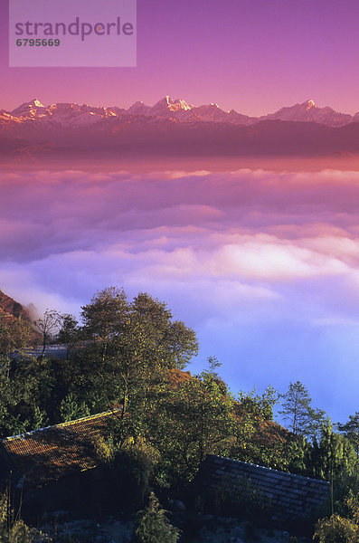 Berg Sonnenuntergang Hintergrund pink Nepal