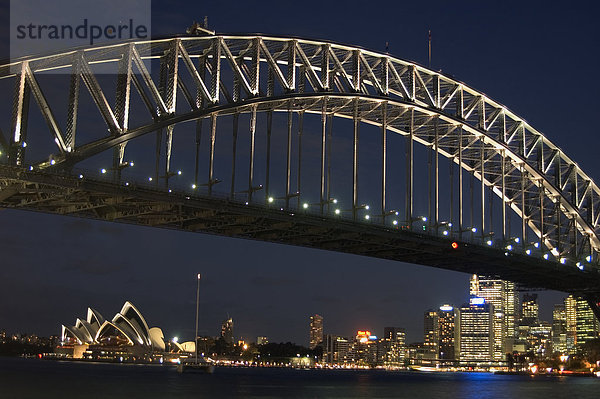 Hafen Opernhaus Oper Opern Nacht Brücke Australien New South Wales Sydney