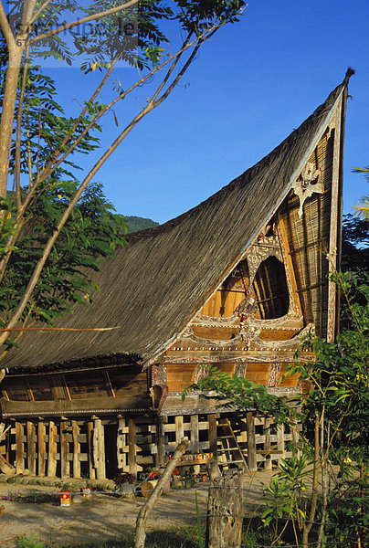 Außenaufnahme Tradition Wohnhaus Ansicht Indonesien Sumatra