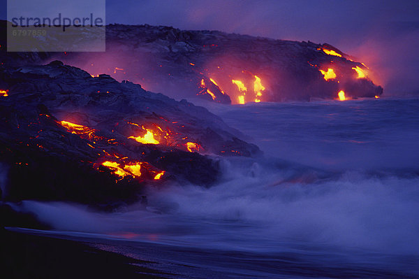 Hawaii  Big Island  Nacht  Ozean  Lava  fließen  Hawaii