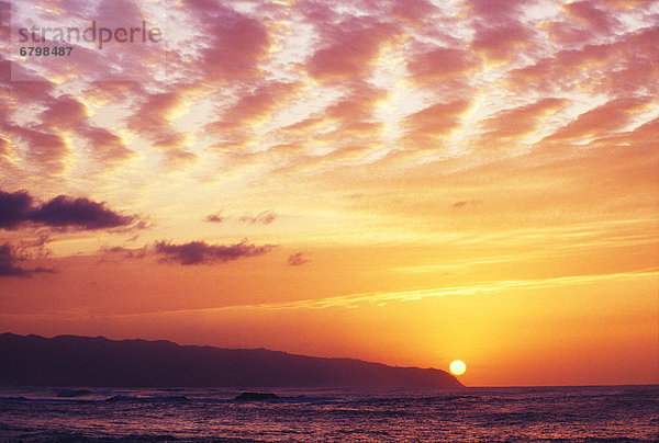 Sonnenuntergang  Draufsicht  Bucht  Hawaii  North Shore  Oahu  Waimea