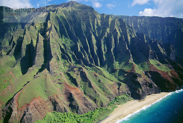 Ozean  Steilküste  Strand  dramatisch  vorwärts  Fernsehantenne  Hawaii  Kauai