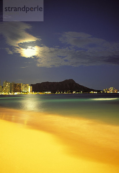 Strand  Abend  Mond  schießen  Diamant  Hawaii  Oahu  Waikiki