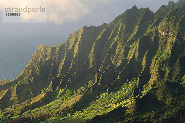 Detail  Details  Ausschnitt  Ausschnitte  Steilküste  grün  Seitenansicht  Hawaii  Kauai  Na Pali Coast