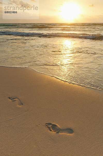 Strand  Sonnenuntergang  Fußabdruck