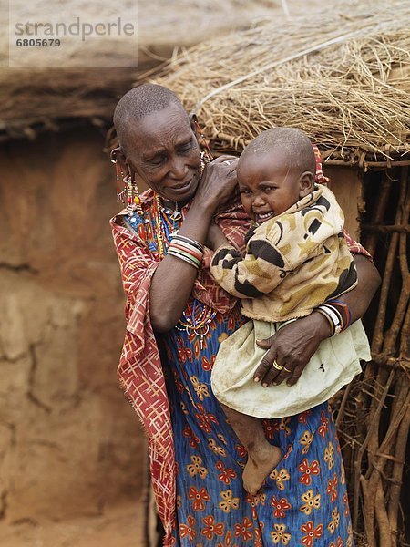 Frau  Dorf  Masai  Afrika  Kenia