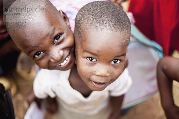 Two Happy Young Ugandan Children  Kampala Uganda Africa