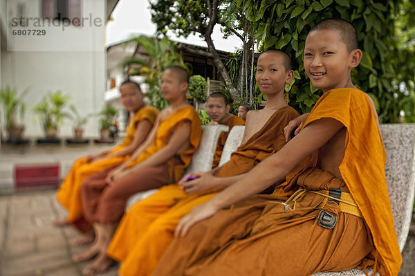 Young Monks At A Temple  Chiang Mai Thailand