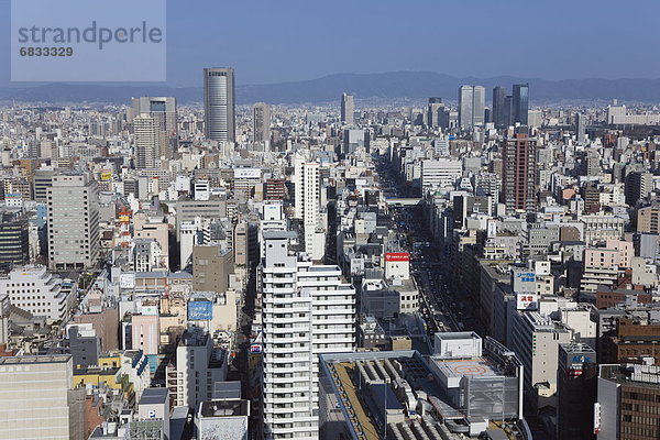hoch  oben  Ansicht  Flachwinkelansicht  Winkel  Innenstadt  Osaka