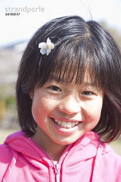 Portrait  lächeln  Kirsche  Blüte  Mädchen  Haar  japanisch