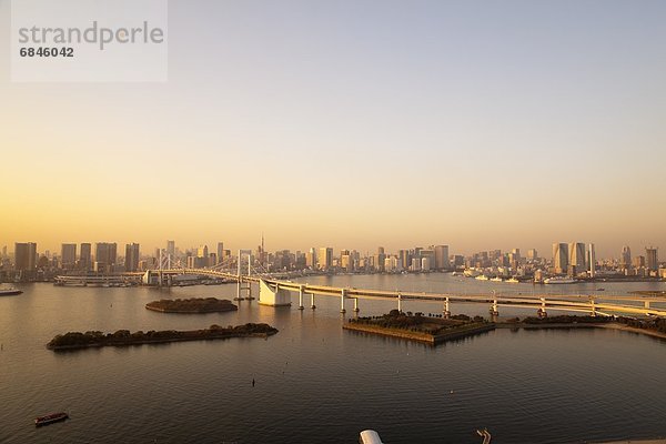 Sonnenuntergang  Tokyo  Hauptstadt  Brücke  Bucht  Japan  Regenbogen