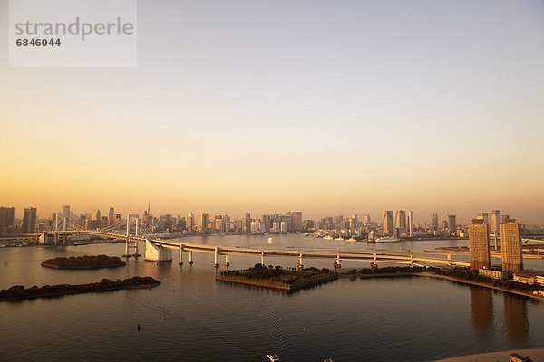 Sonnenuntergang  Tokyo  Hauptstadt  Brücke  Bucht  Japan  Regenbogen