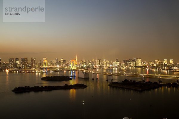 Tokyo  Hauptstadt  Brücke  Bucht  Japan  Regenbogen  Dämmerung