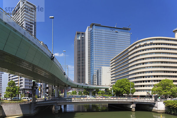 Bürogebäude  Brücke  Fluss  Honshu  Japan  alt