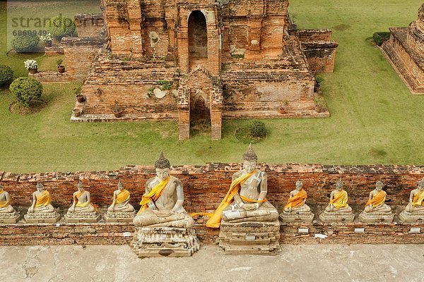 Geschichte  Ziegelstein  Ruine  Statue  Ayuthaya  Buddha  Thailand