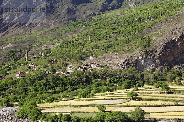 Berg  Dorf  Seitenansicht  China  Nestbau  Tibet  Sichuan