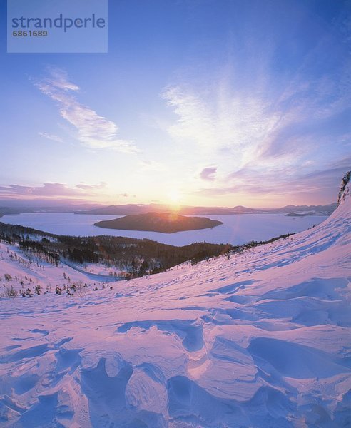 Winter  Schönheit  über  Sonnenaufgang  See  Hokkaido  Japan  Kussharo