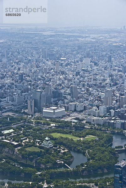 Palast Schloß Schlösser Ansicht Luftbild Fernsehantenne Osaka