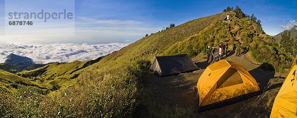 Wolke  über  camping  Berg  Südostasien  Asien  Indonesien  Lombok