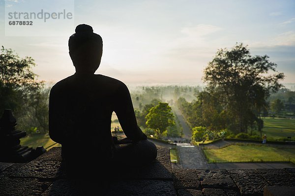 Stein  Silhouette  Sonnenaufgang  Südostasien  UNESCO-Welterbe  Asien  Borobudur  Buddha  Indonesien  Java