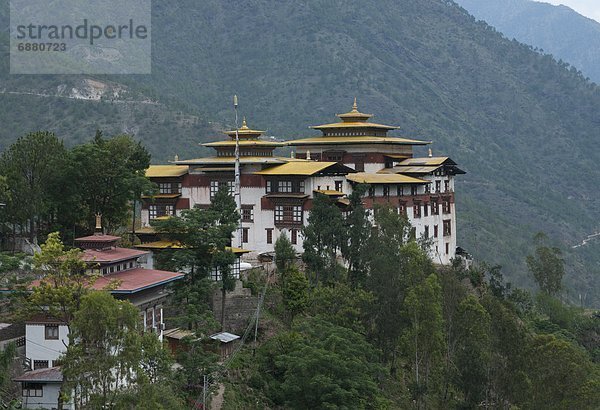 Hügel  Hintergrund  Ansicht  Asien  Bhutan  Dzong