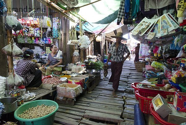 Wasserweg  täglich  Myanmar  Asien  Markt