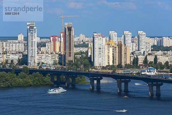 Kiew  Hauptstadt  Europa  über  Brücke  Fluss  Ansicht  Ukraine