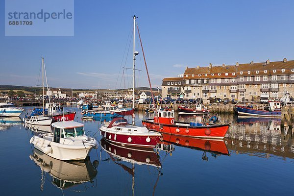 Hafen  Motorjacht  Europa  Großbritannien  Küste  Stadt  Boot  Eingang  angeln  UNESCO-Welterbe  Dorset  England