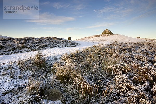 Europa  Winter  Morgen  Großbritannien  Schnee  Leuchtturm  Bake  England  Somerset