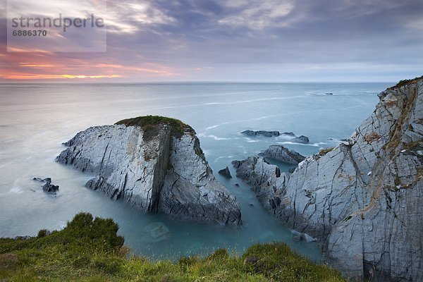 nahe  Europa  Sonnenuntergang  Großbritannien  Steilküste  North Devon  zeigen  England  Schieferplatte