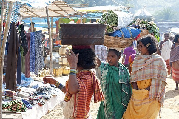 Frau  kaufen  Volksstamm  Stamm  Asien  Indien  Markt  Orissa