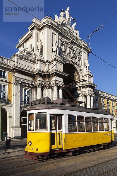 Lissabon  Hauptstadt  Europa  Straßenbahn  Arco  Augusta  Baixa  unterhalb  Portugal