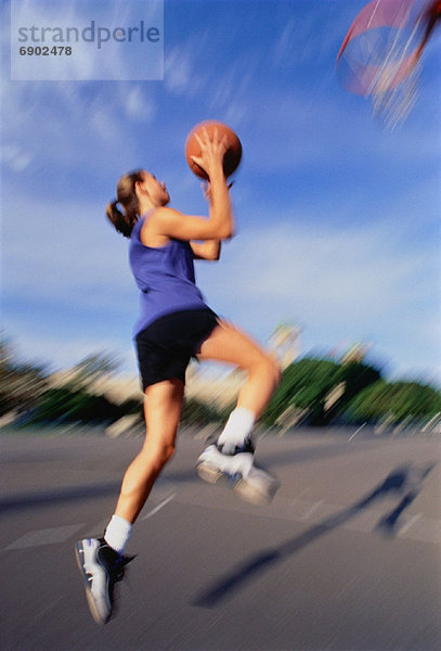 Frau  Basketball  Ansicht  Bewegungsunschärfe  spielen