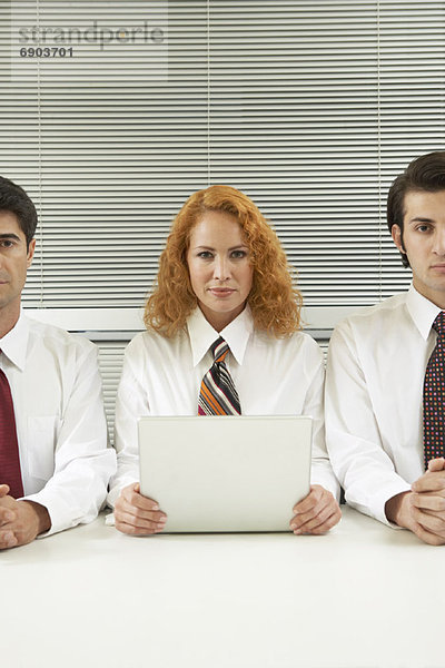 Portrait of Business People  Woman With Laptop Computer