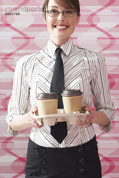 Portrait  Frau  halten  Kaffee