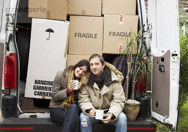 sitzend Kleintransporter Bewegung Lieferwagen