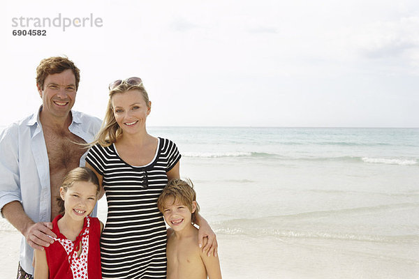Portrait of Family on Beach  Majorca  Spain