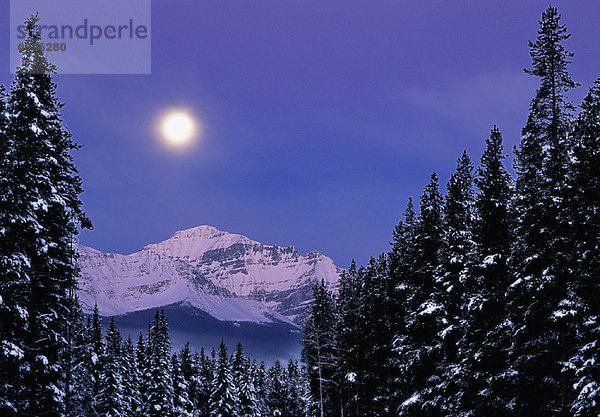 Berg  Winter  über  Mond  Kanada  voll