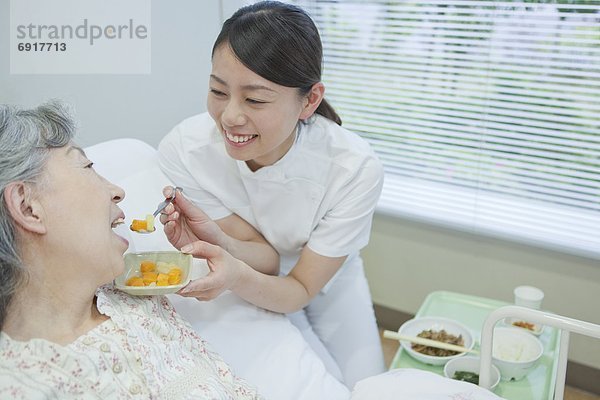 Senior  Senioren  Frau  Lebensmittel  Hilfe  Honshu  Japan