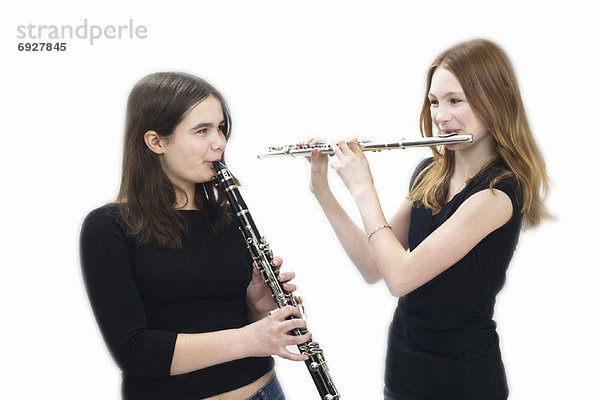 Mädchen  Klarinette  Flöte  spielen