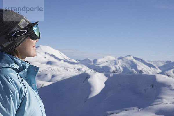 Frau  Hügel  hoch  oben  Ski  Kanada