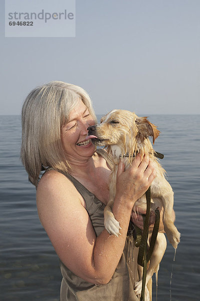 Wasser  Frau  Hund