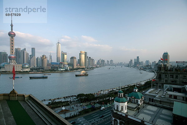 Großstadt  Fluss  Ansicht  China  Shanghai