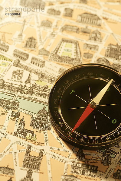 Paris  Hauptstadt  Landkarte  Karte  Kompass