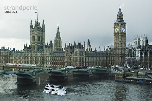 Blick auf Big Ben und das Parlamentsgebäude Vom London Eye  South Bank  London  England