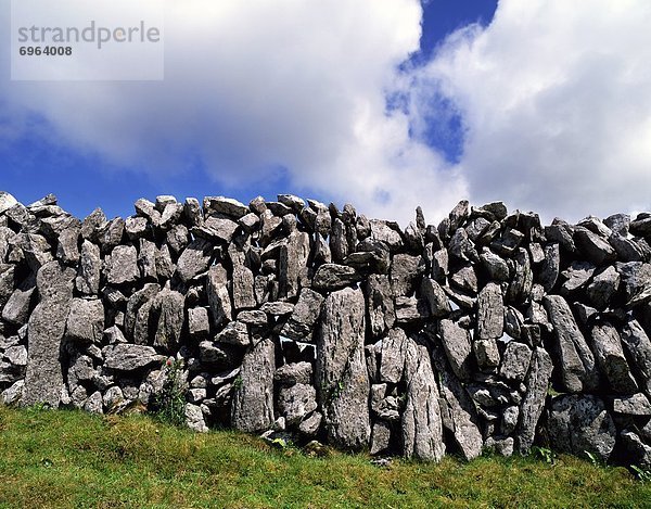 Steinmauer frontal Gras Clare County Burren